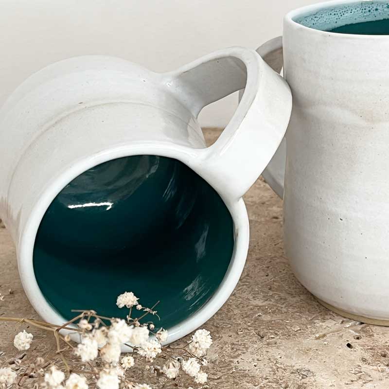 tasse ceramique blanc bleu