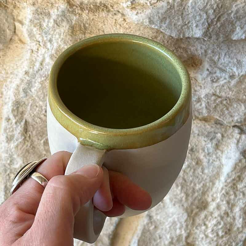 Mug céramique blanc/vert